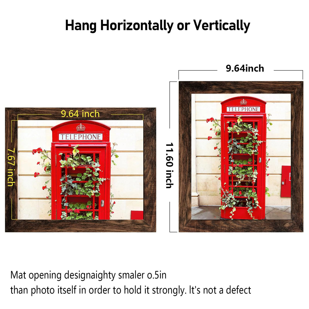 SESEAT 8x10 Picture Frame Rustic Brown, Display Pictures for Wall and Tabletop, 1 Pack SESEAT