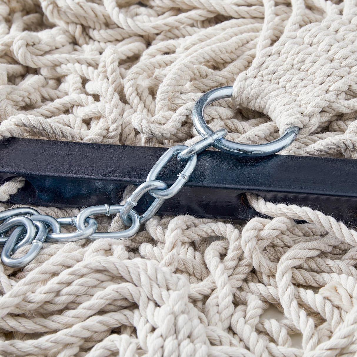 PNAEUT Double Hammocks for Outside, 13ft Traditional Rope Hammock for 2 Person with Hardwood Spreader Bar and Carrying Bag, 475 lbs Capacity (Beige) PNAEUT