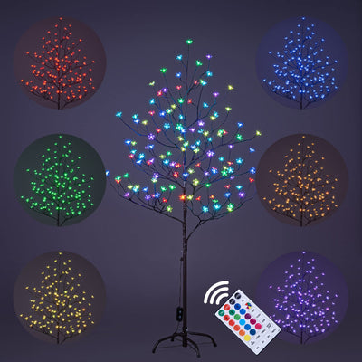 Lightshare Cherry Blossom Lighted Tree 5 Feet, RGB with Remote Control, 16 Color-Changing Modes