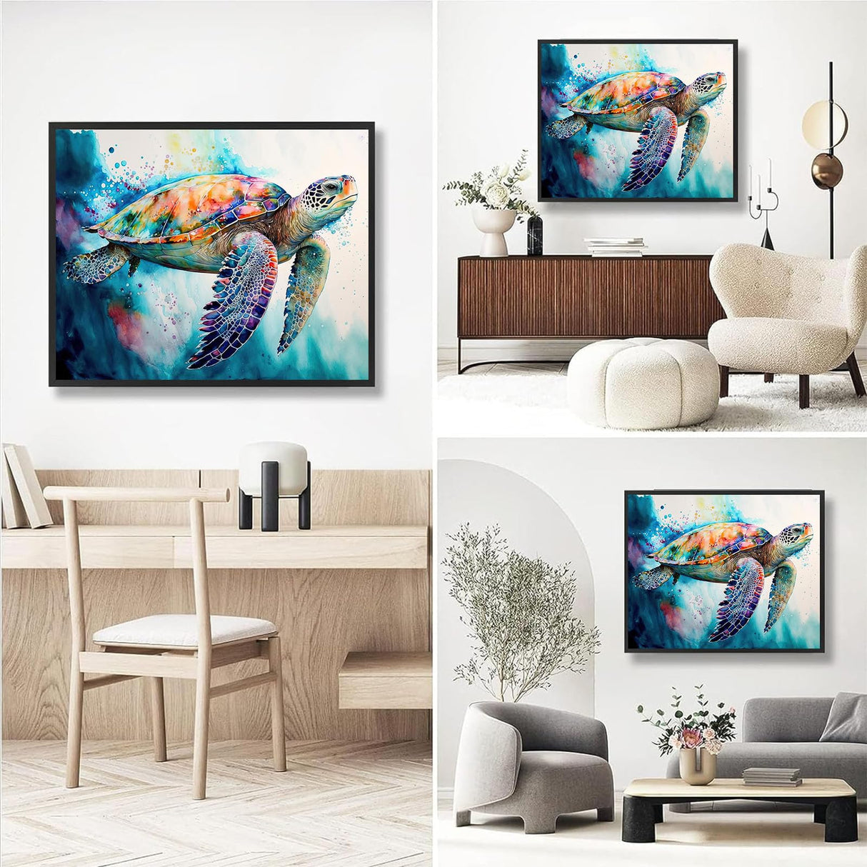 Sea Turtle Paint by Numbers for Adults with Framed Canvas-with Wooden Easel,Turtle Paint by Number on Canvas,DIY Acrylic Oil Painting Kits with Brushes Nice Gift Box for Home Wall Decor(16x20inch) xackcme