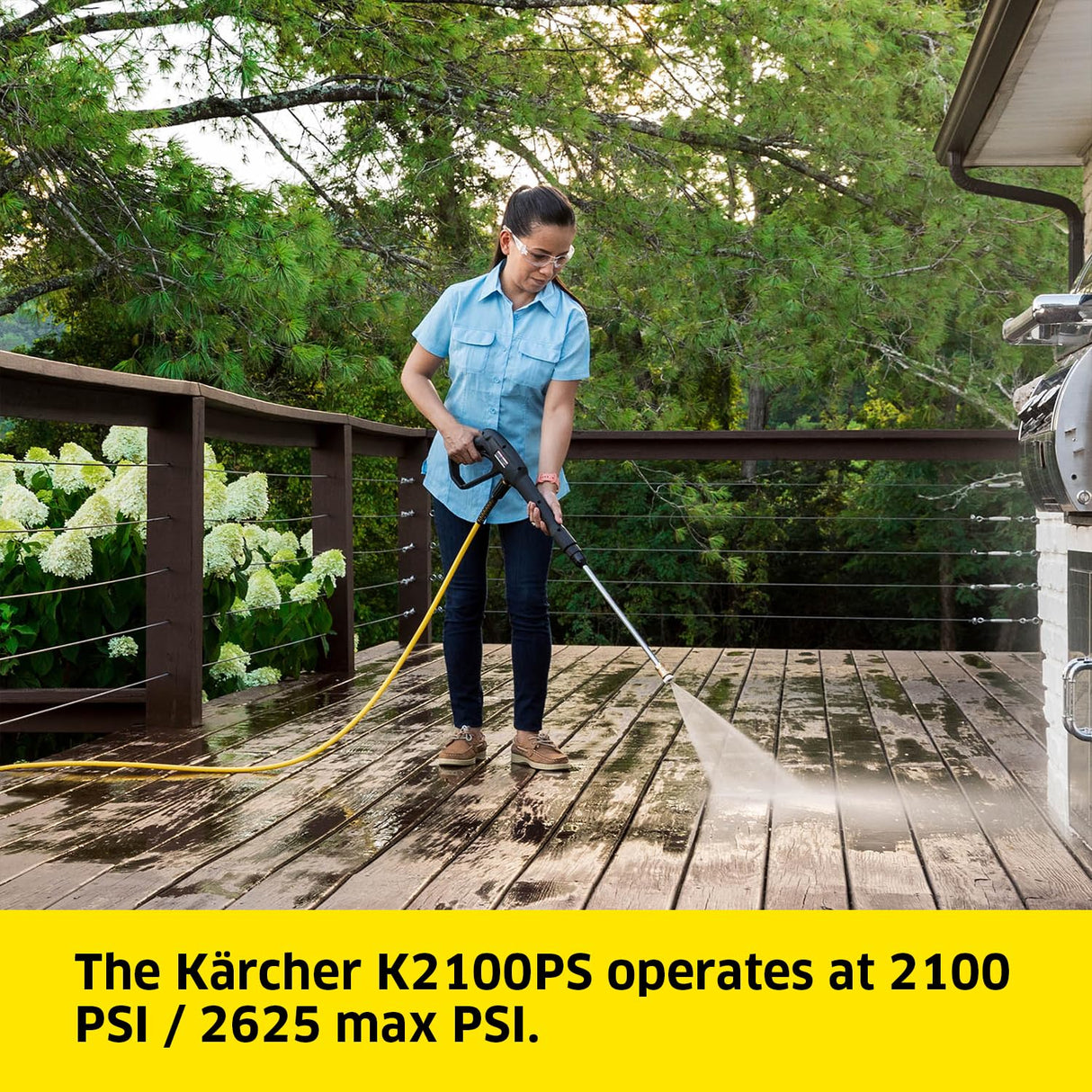 Kärcher Pressure Washer K2100PS, Max 2625 PSI, 3 Spray Nozzles, Detergent Tank, For Cars, Driveways, Siding, Patios, 2.07 max. GPM Kärcher