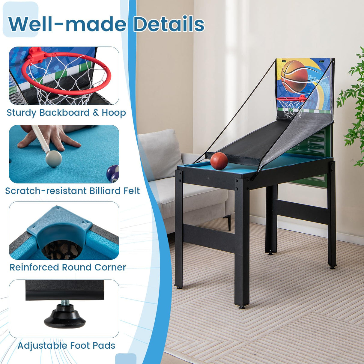 GYMAX Multi Game Table 48", 14 in 1 Combo Game Table w/Basketball, Billiards, Foosball, Ping Pong, Hockey, Shuffleboard, Bowling, Chess, Checkers, Backgammon, Tic Tac Toe for Game Room, Family Night GYMAX