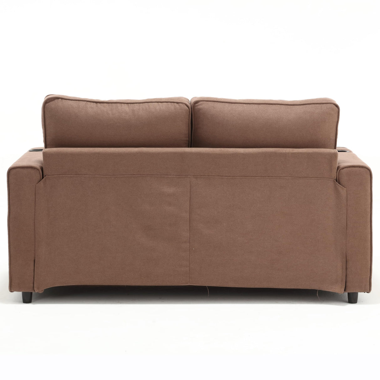 Merax Folding Sofa Bed with 2 Storage Pockets, Linen Convertible Couch Bed with Cup Holders, Loveseat Sleeper Sofa, Folding Couch Bed for Small Spaces for Living Room, Apartment, Brown Merax