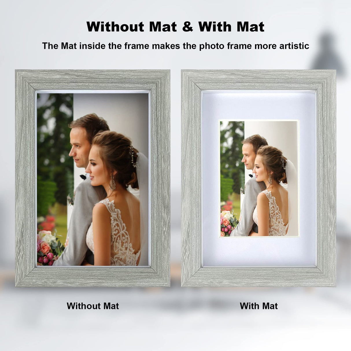 5x7 Shadow Box Frame, 4 Pack Picture Frame Set, Wall Picture Frame, Farmhouse Wood Rustic Picture Frames with Tempered Glass Gallery Wall Tabletop Display (Celadon, 5X7) SEEDLING PHOTO FRAME