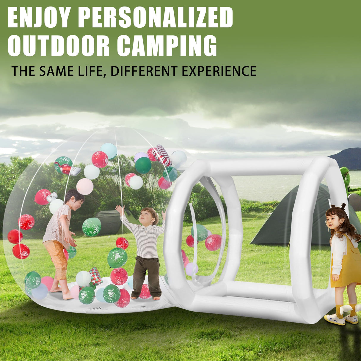 Inflatable Bubble Balloon House, Inflatable Tent Bubble House 10ft Dome 6ft Tunnel for Kids/Home/Wedding/Garden Party, Malls, Parks Event Exhibition, Clear Dome Balloon Garden Tent with Blower/Pump SUDOO