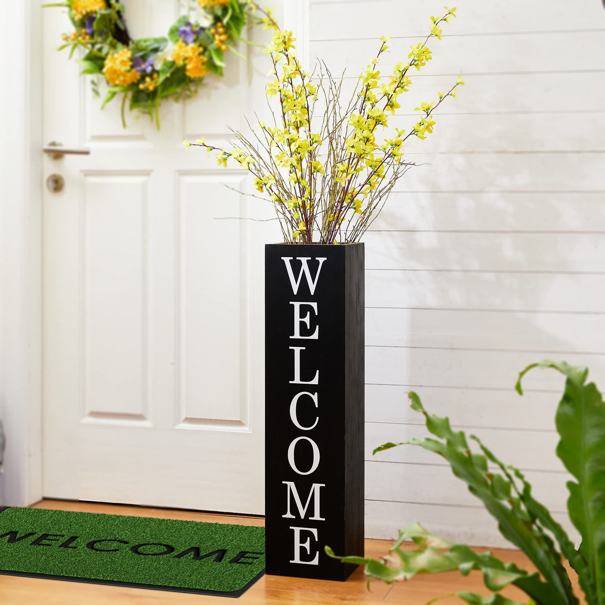 Glitzhome 30"H Double Sided Wooden Black Boxed WELCOME HOME Porch Sign, Rustic Home Porch Sign for Front Porch Decor glitzhome