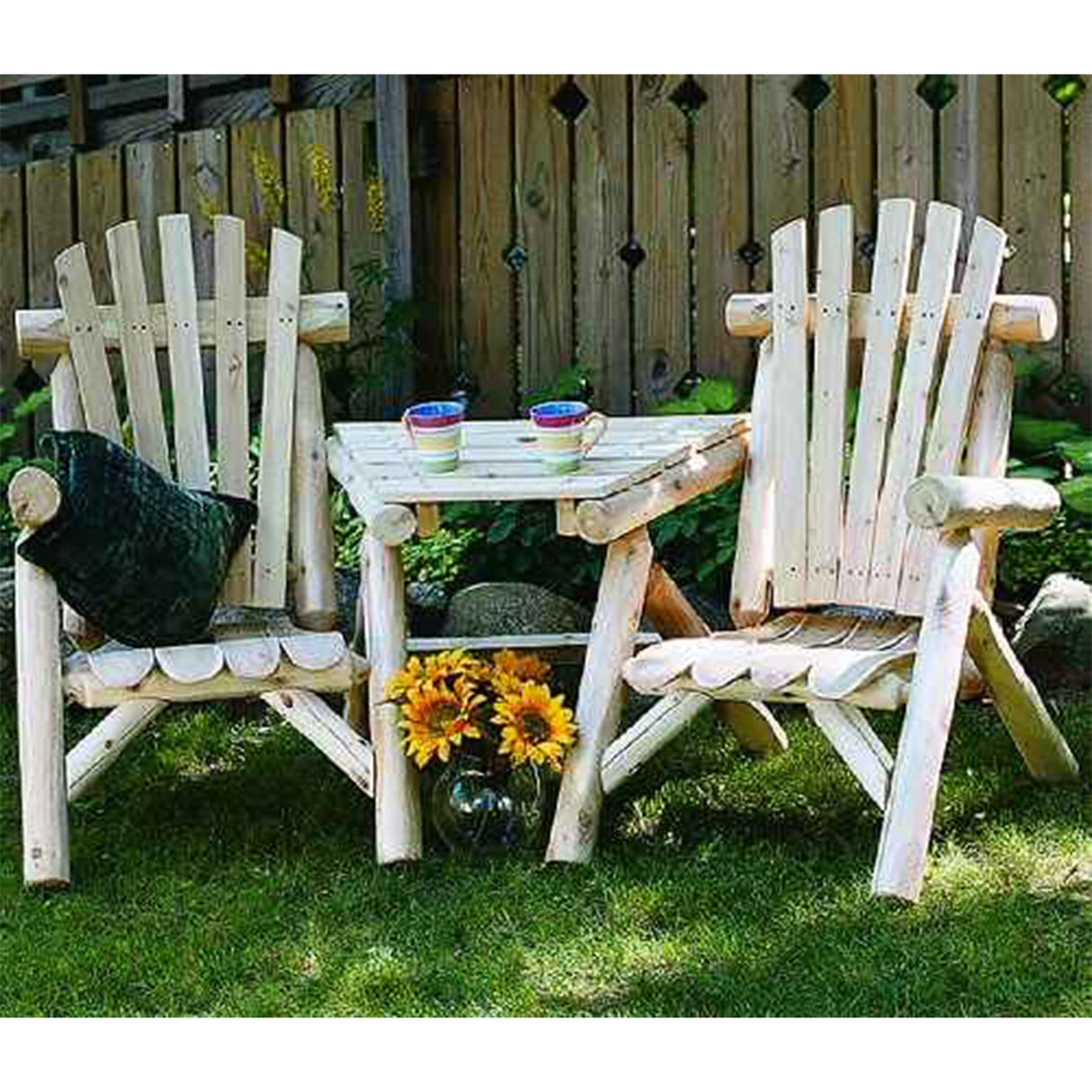 Lakeland Mills CFU329 Cedar Log Vista Tete Outdoor Chairs, Natural Lakeland Mills