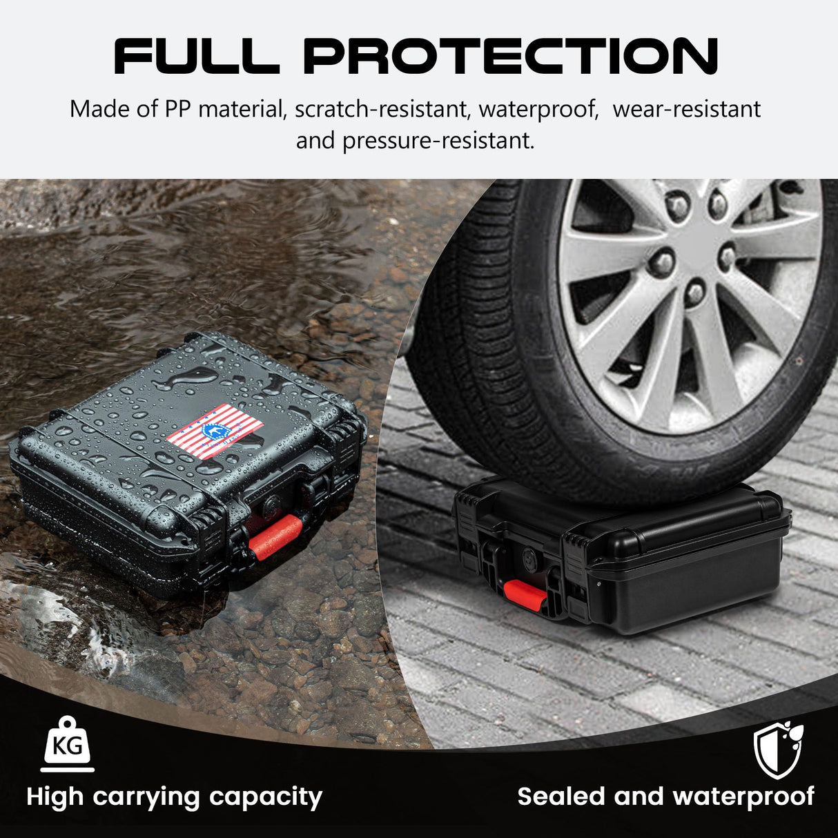 Kinghardcase Tactical Hard Gun Case DIY Water & Shock Proof With Foam TSA Approved Waterproof Hard Case for Pistol Accessories 11.4 * 9.4 * 4.5in1 Kinghardcase