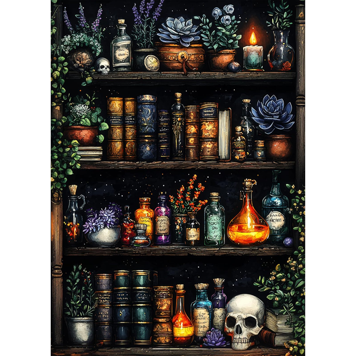 Lxmsja Bookshelf Diamond Art Kits for Adults, Magical Book DIY Full Drill Diamond Painting Kits for Beginners, 5D Gem Art Crafts for Adults, Home Wall Decor 12x16 inch Lxmsja