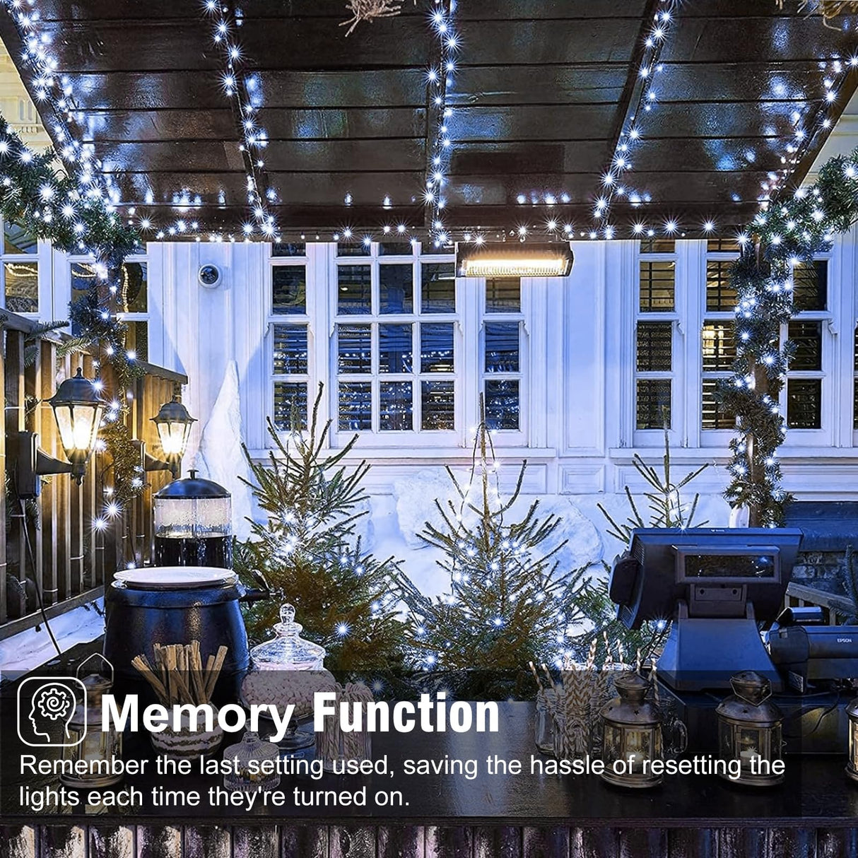 100FT 300 LED Christmas Tree Lights, Christmas Lights Outdoor with 8 Modes Waterproof, Green Wire Plug in String Twinkle Lights for Indoor House Patio Weeding Holiday Decorations, White Nielfoi