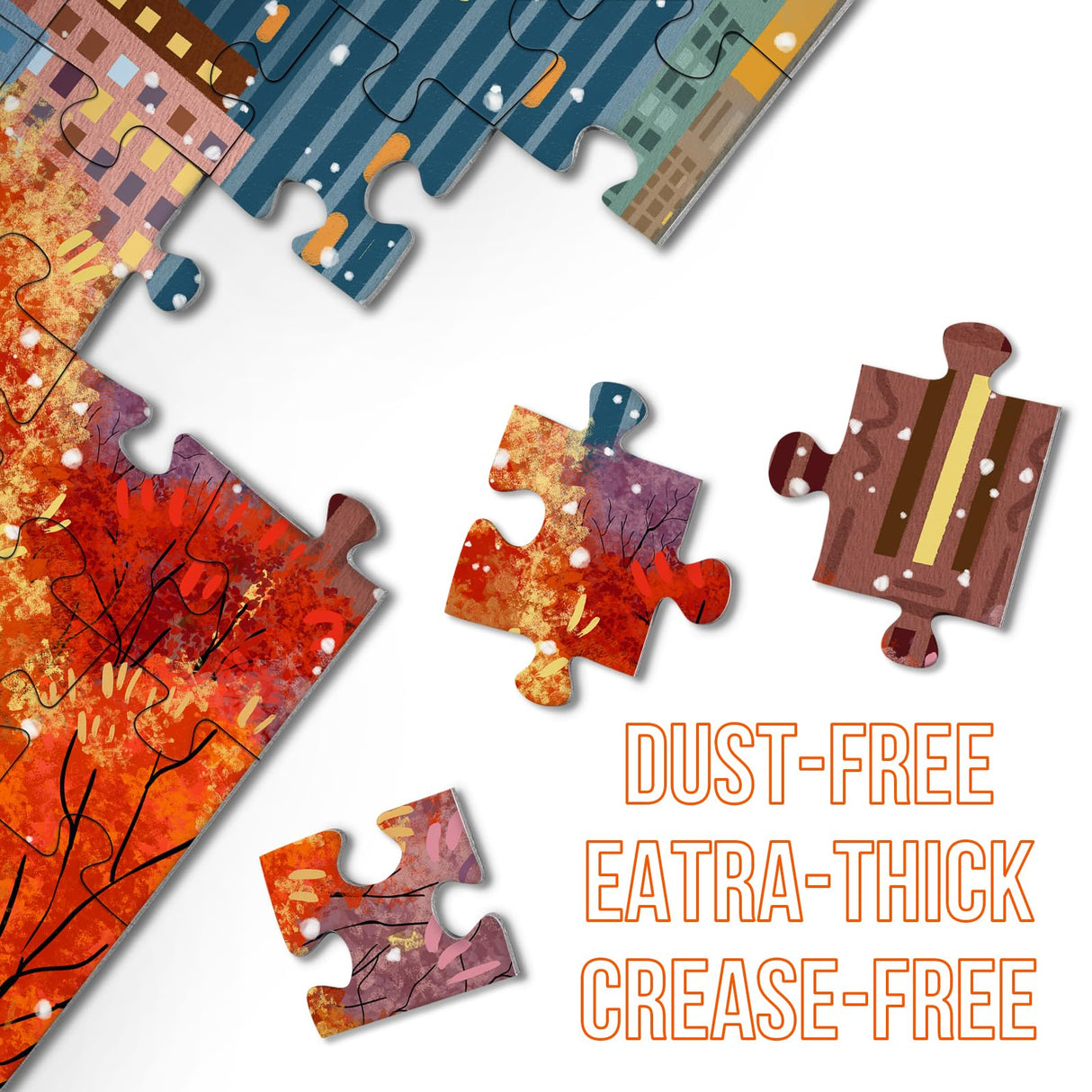 Fall Central Park Puzzles 1000 Pieces for Adults, Fun Fall Winter Snow Jigsaw Puzzle, Autumn Art Puzzle Collage as Home Decor BBOLDIN