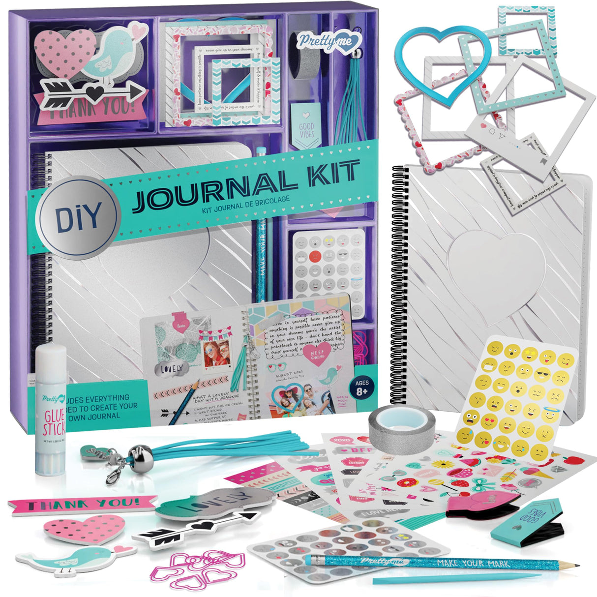DIY Journal Kit for Girls - Great Gift for 8-14 Year Old Girl - Cool Birthday Easter Gifts Ideas for Teens - Fun, Cute Art & Crafts Kits for Tween Teenage Kids- Scrapbook & Diary Supplies Toy Set Pretty Me