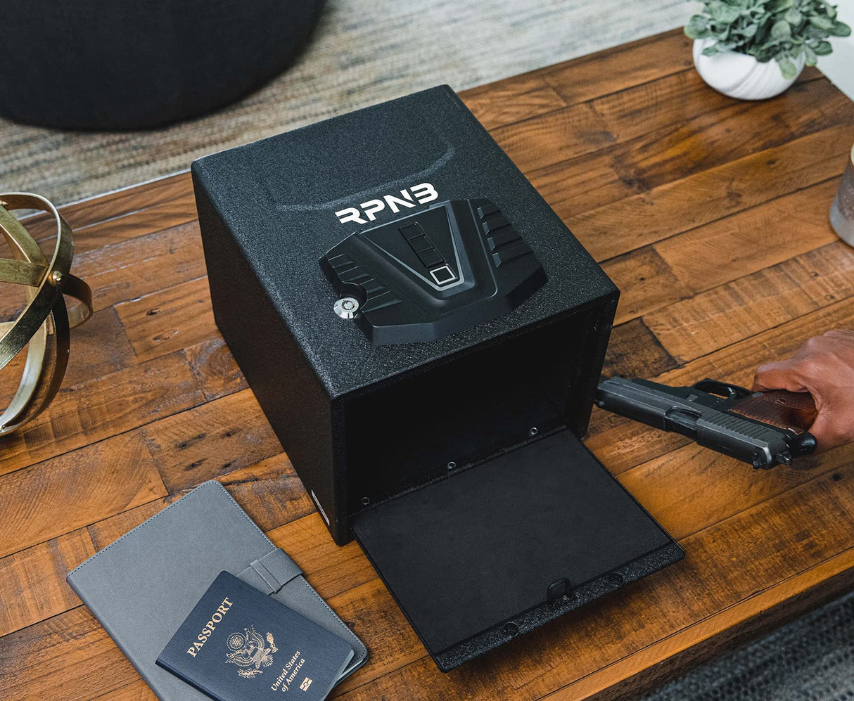 RPNB Gun Security Safe, Quick-Access Firearm Safety Device with Biometric Fingerprint & Digital Key Pad RPNB