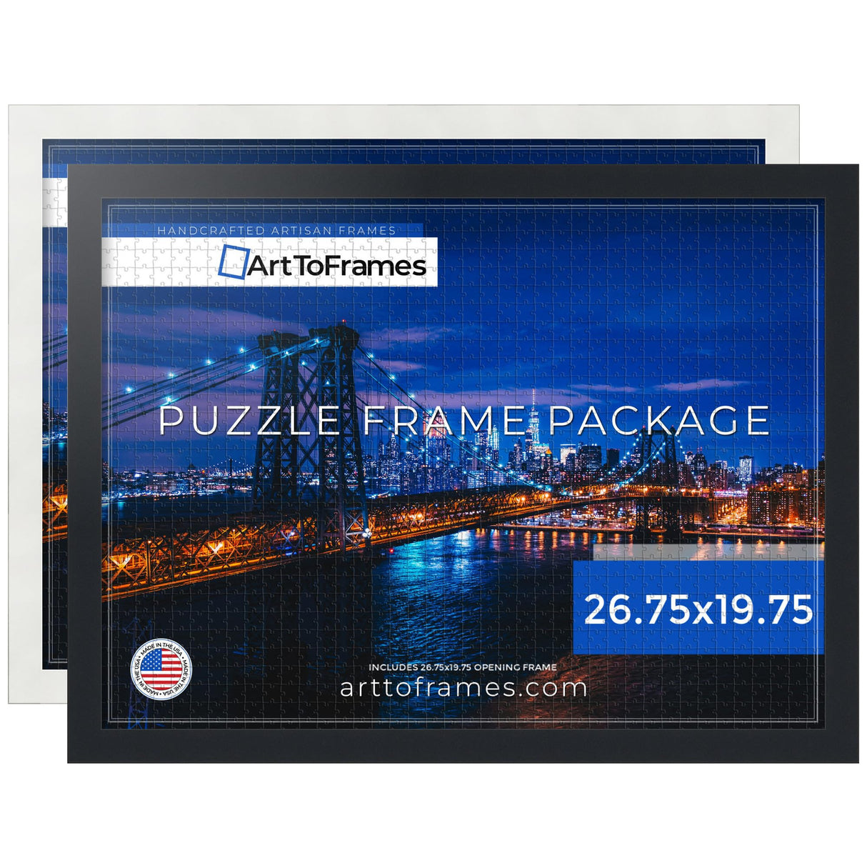ArtToFrames 26.75x19.75 INCH/68x50 CM Black Frame for 1000 Piece Puzzles.This 1.25 Inch Custom MDF Puzzle Frame is Black - Comes with Economy Acrylic (Puzzle5180-26.75x19.75) ArtToFrames