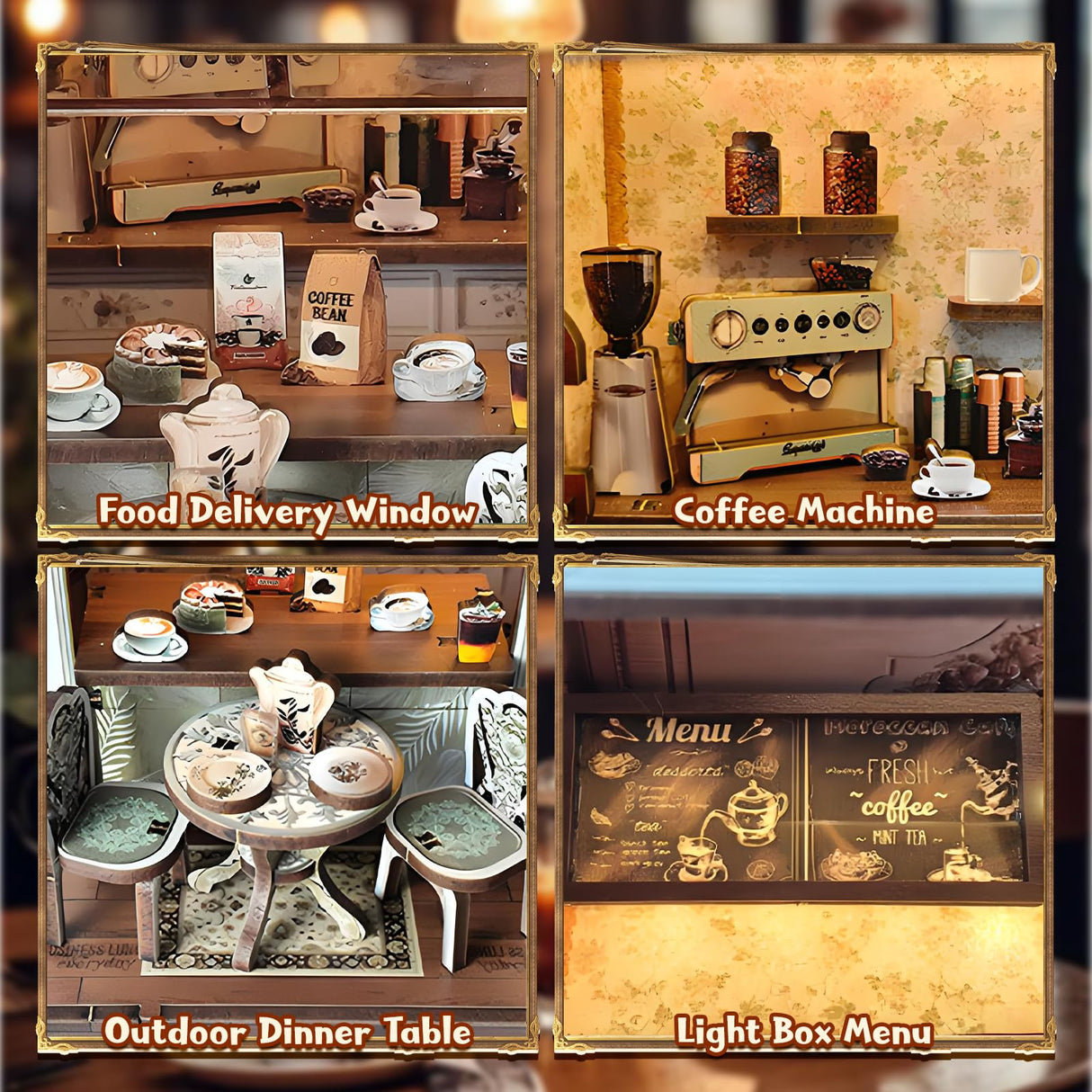 DIY Miniature House Kit, Coffee Shop Book Nook Kit, Mini Building Kit, Dollhouse Kit for Adults and Teens, 3D Wooden Puzzles with LED Light, Craft Kit for Family and Friends(Retro Coffee Shop) ANTREATU