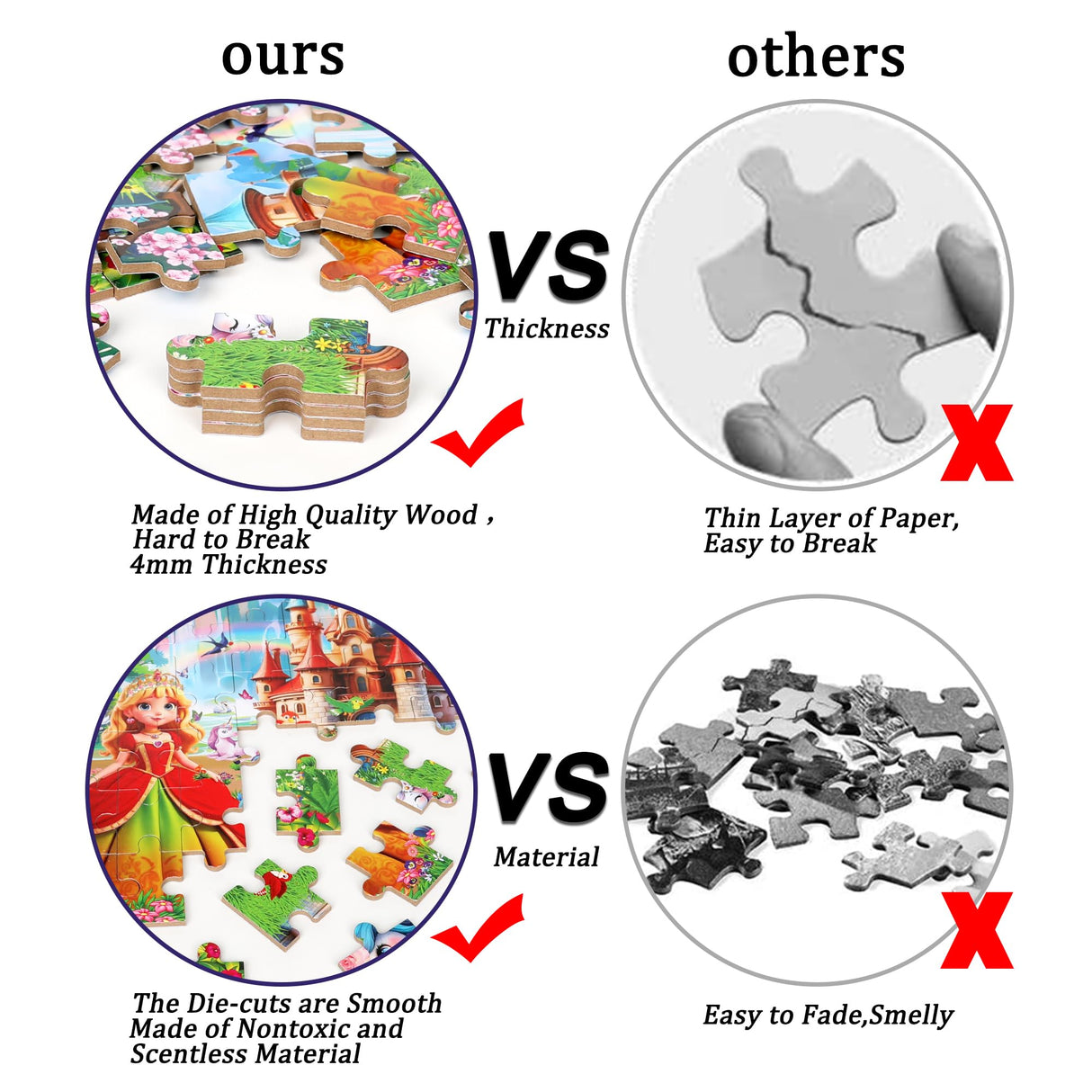 LELEMON 60 Pieces Jigsaw Puzzles for Kids Ages 4-8 Princess and Unicorns Puzzles Boys Girls Children Learning Educational Puzzles Portable Box Pack Toy LELEMON