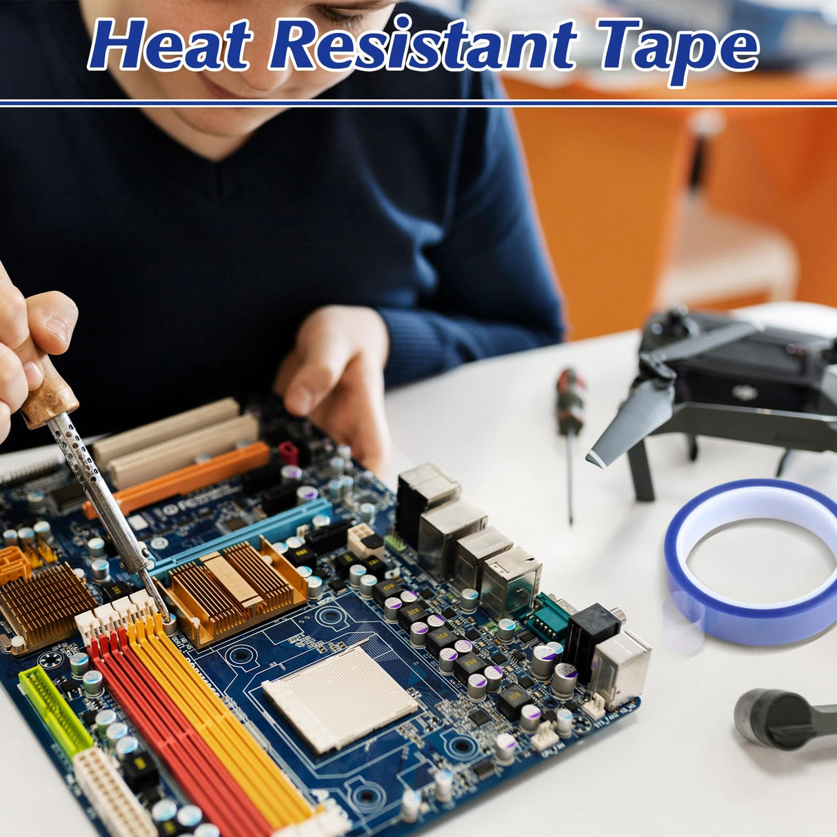 Fyguard 5 Rolls 20mm × 30m (98ft) Blue Sublimation Tape Heat Resistant Tape Sublimation Heat Transfer Tape, Heat Press Tape for Sublimation Printer Electronic Soldering, No Residue Fyguard