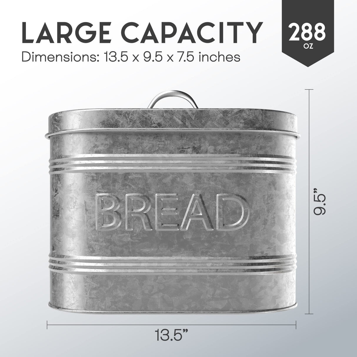 Amici Home, , Rustic Kitchen Galvanized Metal Bread Storage Bin, 288 oz, Gray Amici Home