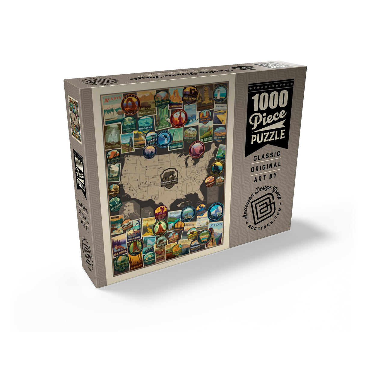 MyPuzzle 63 American National Parks: Collage Map, Vintage Poster - Premium 1000 Piece Jigsaw Puzzle for Adults MyPuzzle.com