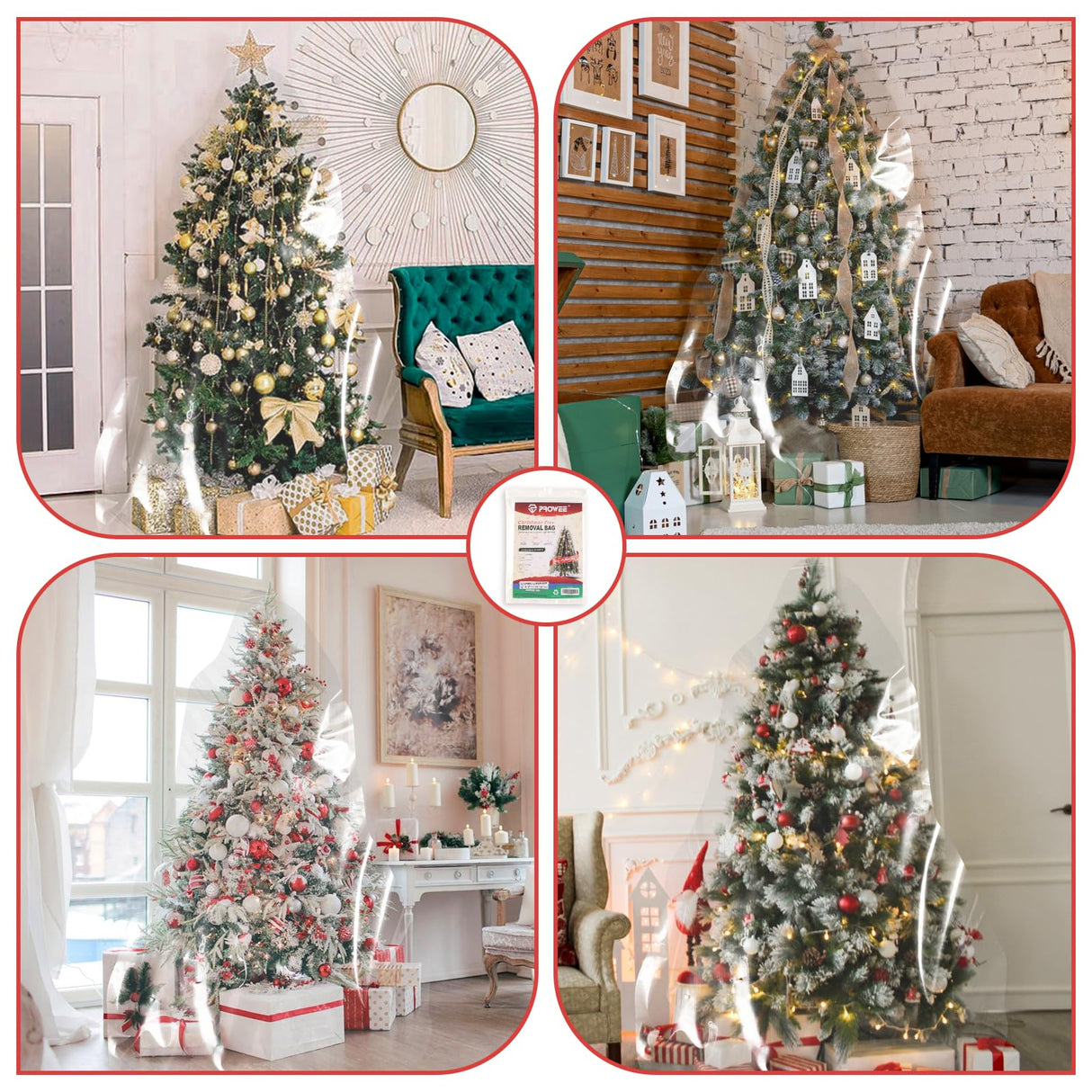 PROWEE All Purpose Use Jumbo Christmas Tree Removal Bag Extra Large 6ft width by 9 Feet Tall Christmas Tree Storage Bag Clear Waterproof Christmas Tree Bag for Upright Storage PROWEE