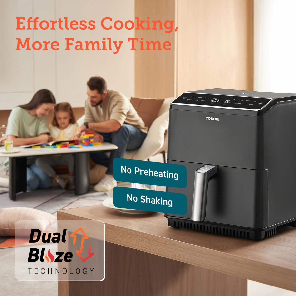 COSORI 6.8Qt Air Fryer, 12-in-1 Dual Blaze for 360ยฐ Crispy Meals, No Shaking & Preheating to Fast Cooking with Bake, Roast, Broil, 100+In-App Recipes, Dishwasher Safe COSORI