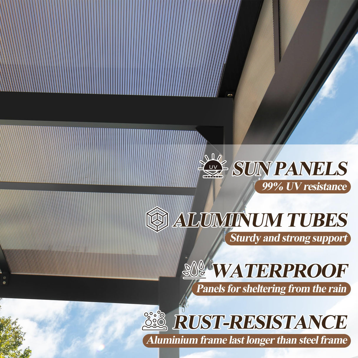 GARTOO 10’ x 13’ Upgraded Wall-Mounted Gazebo, Aluminum Outdoor Patio Lean to Gazebo Pergola with Roof, Gazebo Canopy Awnings to House for Garden, Lawn, Backyard Deck and More GARTOO