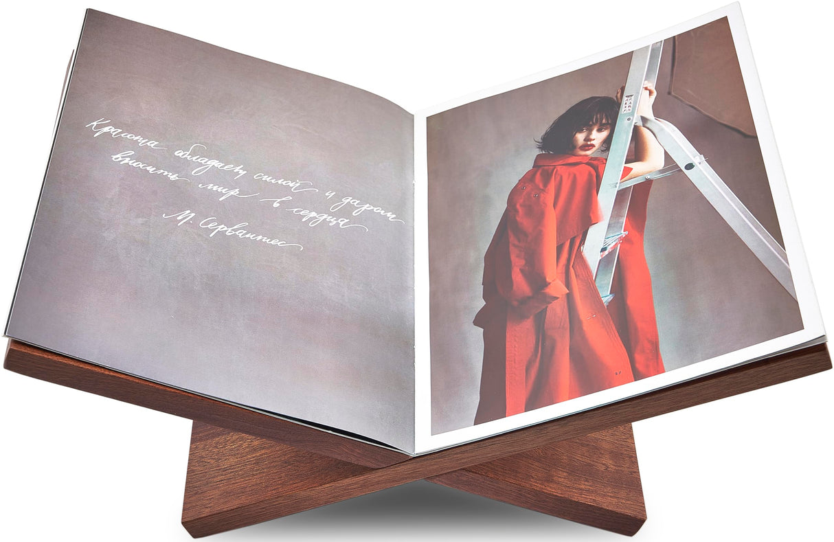 Honygebia Solid Wood Book Stands - Cross Frame Sapele Wooden Book Holder, Open Bookstand for Display and Reading, Suitable for Art, Bible, Cookbook, Easel, Magazine, Textbooks Honygebia