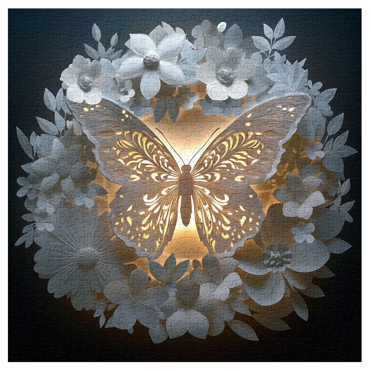 Butterfly Puzzles for Adults 1000 Pieces, Flower Butterflies Paper Cut Jigsaw Puzzles, Difficult Challenging Animal Floral Puzzle as Home Decor PPuzzling