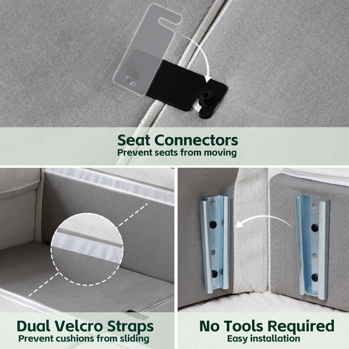 mestyl Comfy Sectional Couch with 2 Ottoman, U Shaped 4 Deep Seat Fluffy Cloud Sofa, 157" Modern Modular Soft Couches Set for Living Room, Chenille, Beige White, MT001 mestyl