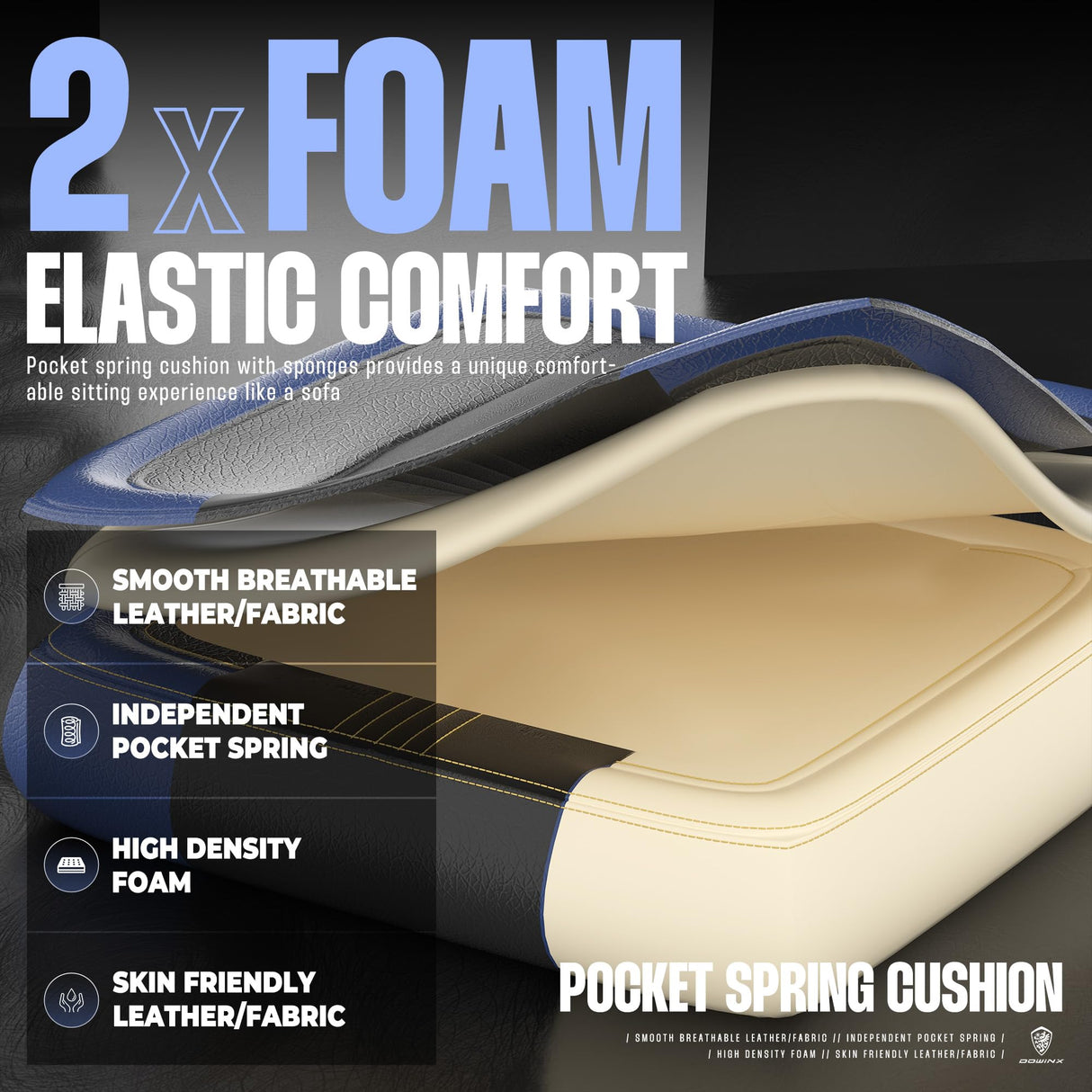 Dowinx Gaming Chair with Footrest, Big and Tall Gaming Chair for Heavy People, Gamer Chair for Adult with Massage (Blue) Dowinx