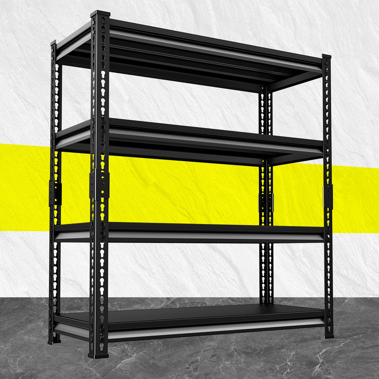 Huhaneon Garage Shelves Heavy Duty - 48''W 2,000Lbs Metal Adjustable Storage Shelving Rack Units for Warehouse Basement 48" W x 16" D x 72" H 4 Tier Black Huhaneon