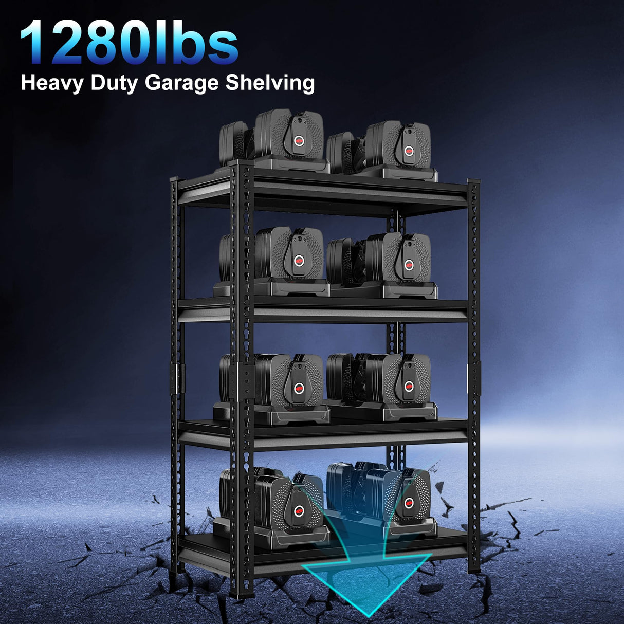 Huhaneon Heavy Duty Garage Shelves - 36''W 1,400Lbs Metal Adjustable Storage Shelving Rack Units for Warehouse Basement 4 Tier Black 35.4" W x 15.7" D x 66" H Huhaneon