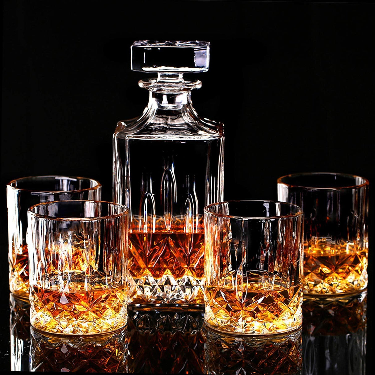 LIGHTEN LIFE Whiskey Decanter Set for Men,Crystal Whiskey Glasses and Decanter Set in Gift Box,Non-Lead Glass Decanter Set,Bourbon Decanter Set for Whiskey Lovers,Liquor Decanter Set for Dad Husband LIGHTEN LIFE