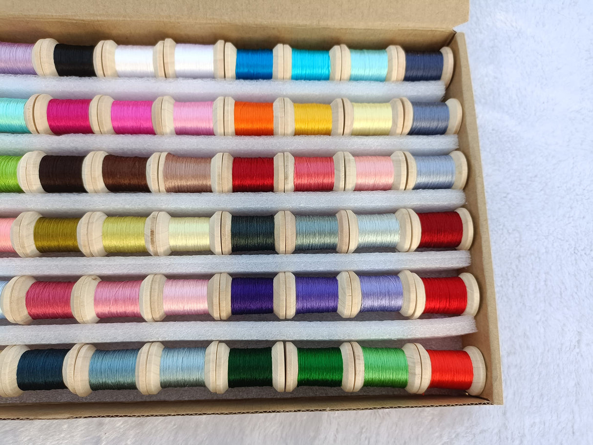Jinmaya Silk Mulberry Silk Thread for Handmade Embroidery 60 Colors Spools Cross Stitch Needle Point DIY Handicraft Supply Chinese Suzhou Embroidery Silk Jinmaya