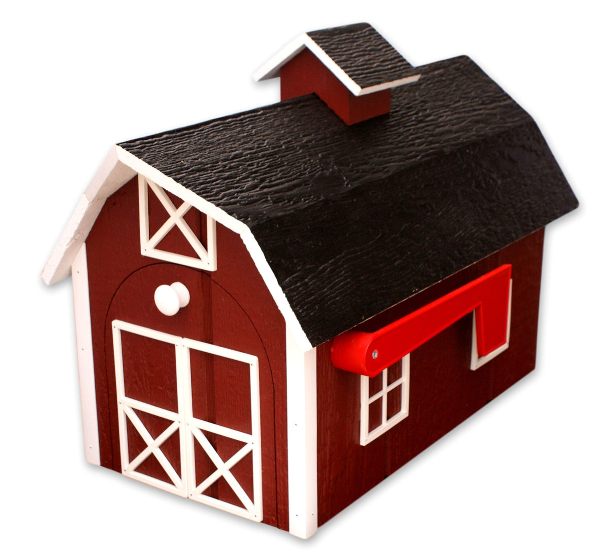 AmishToyBox.com Deluxe Wooden Mailbox, Dutch Barn Style (Red with White Trim) AmishToyBox.com