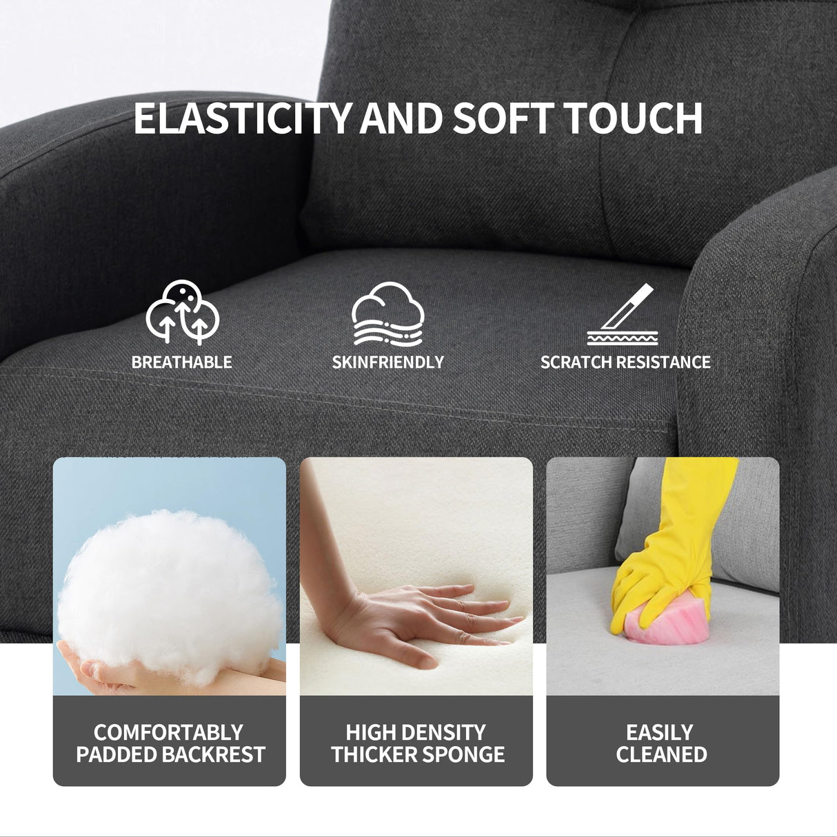 Sftaiyou Power Massage Small Recliner Chair, Fabric Recliners for Adults, Adjustable Home Theater Seating with Lumbar Support, Modern Reclining Sofa Chair for Living Room Bedroom (Black) Sftaiyou