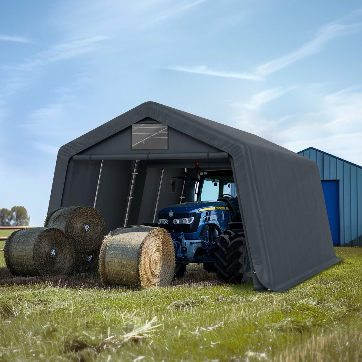 HERA'S PALACE 13x22 ft Heavy Duty Carport Portable Canopy Storage Shelter Shed with Metal Frame and Divider Curtain All-Season Tarp for Car Boat Truck Motorcycle HERA'S PALACE