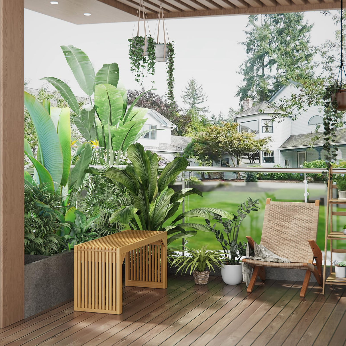 ROOMTEC 35" Dining Bench, Indoor Wood Bench for Entryway,Living Room,Kitchen and Bedroom (Nature, Long Bench) ROOMTEC