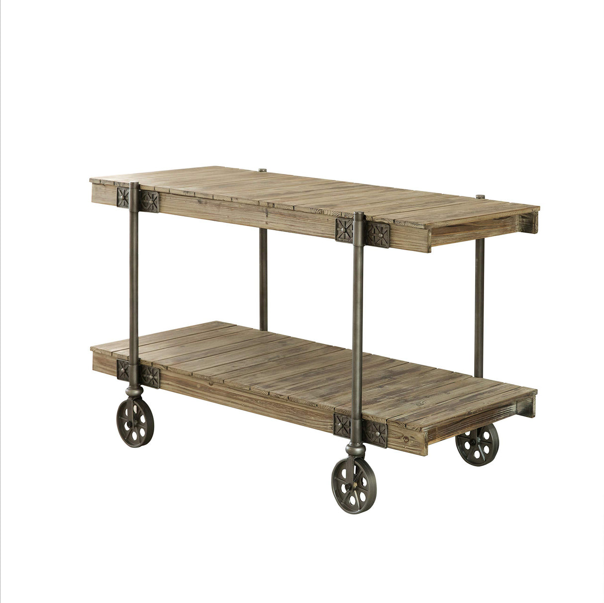FirsTime & Co. Natural Oxford Factory Cart Console Table, Narrow Sofa Table for Living Room, Entryway, Wood and Metal, Farmhouse, 50 x 21.5 x 30 Inches FirsTime & Co.