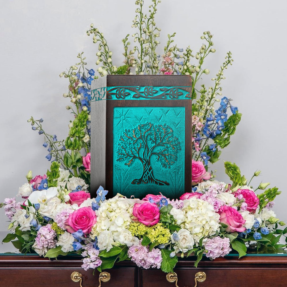 INTAJ Wooden Cremation urns for Human Ashes Adult Male Dad Female Large Tree of Life Urns Box for ashes and Casket Urn for Ashes Women Mother, Burial Funeral Memorial Urns for Ashes 250lbs INTAJ