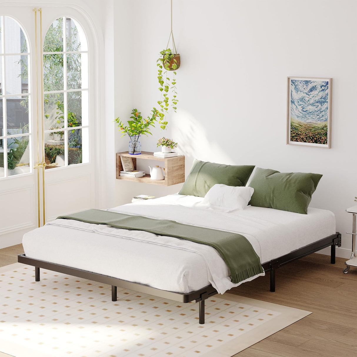 Upcanso Full Size Box Spring Bed Base 2 Inch, Low Profile Metal Boxspring Full Size Bunkie Board 2 Inch, 3000 Lbs Max Weight Capacity Mattress Foundation, Noise-Free, Easy Assembly Upcanso