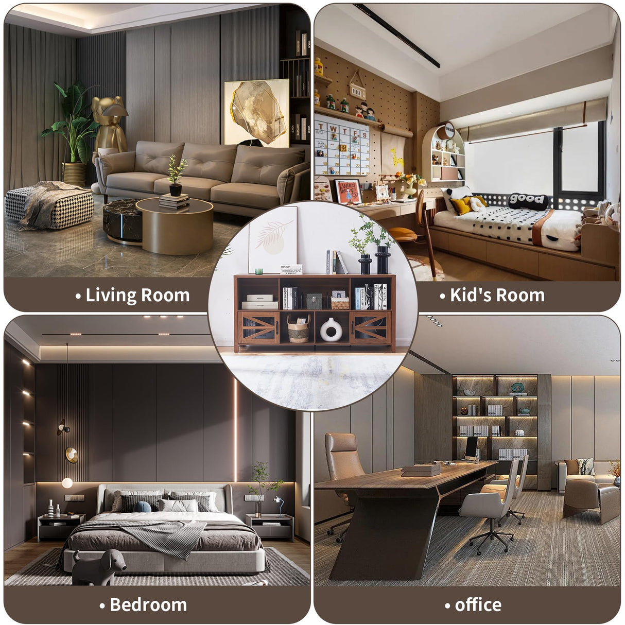 DUDUSHIMAN 8 Cube Storage Organizer Bookshelf with 2 Doors, 2-Tier Mid Century Modern Bookcase, 63" Long Horizontal Cubby Shelf, Wood Bookcase for Small Spaces Living Room DUDUSHIMAN