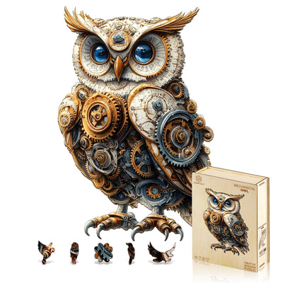 Jigfoxy Wooden Puzzles for Adults, Mechanical Owl Wood Puzzles Adult, Unique Animal Shape Wooden Jigsaw Puzzles for Adults, Birthday Gifts for Puzzle Lovers, Family(S-8.5 * 5.8in-80pcs)