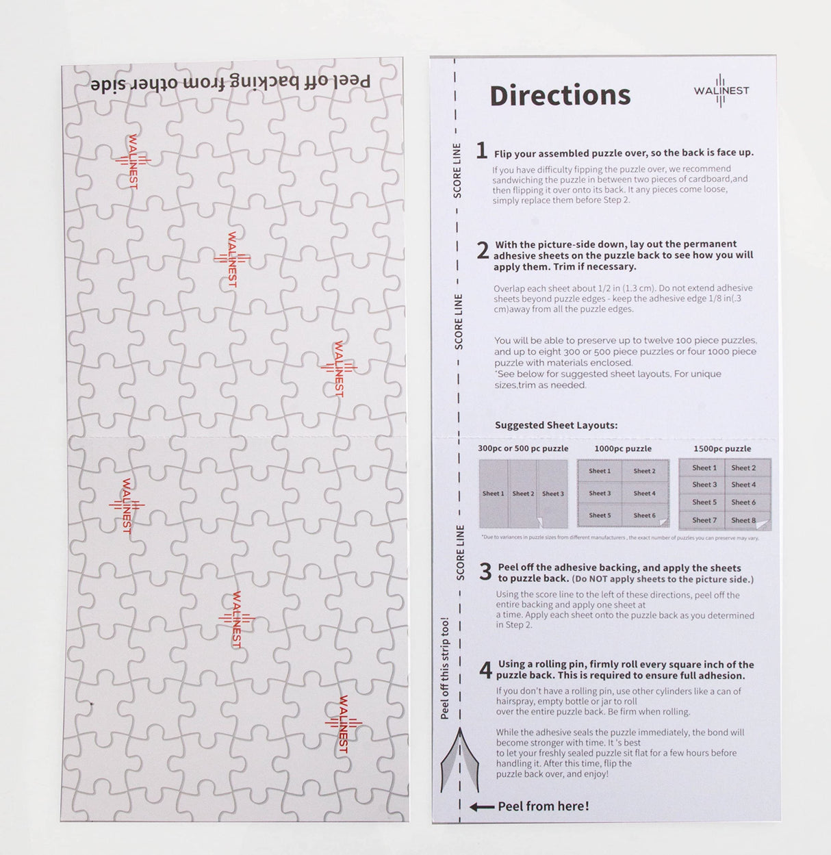 WALINEST 24 Glue Sheets Puzzle Saver Kit - No Mess Frame and Preserve for Large Puzzles - Save 4 x 1000 Piece Puzzles for Adults WALINEST