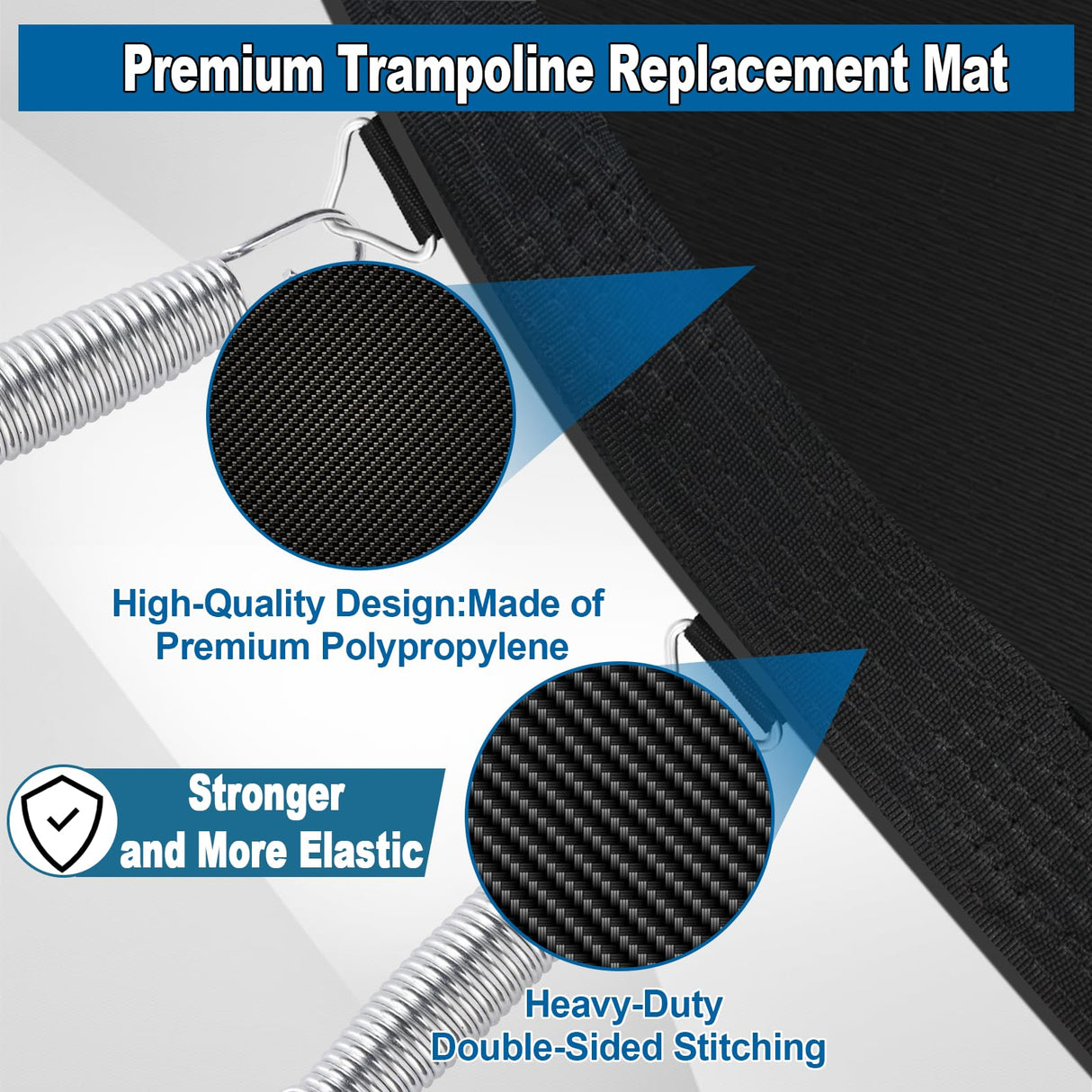 Ketofa 12FT Trampoline Mat Replacement, Fits 5.5" Springs 72 V-Hooks Round Trampoline Frame, 127" Premium Trampoline Jumping Mat (Excluding Frame and Spring) Ketofa