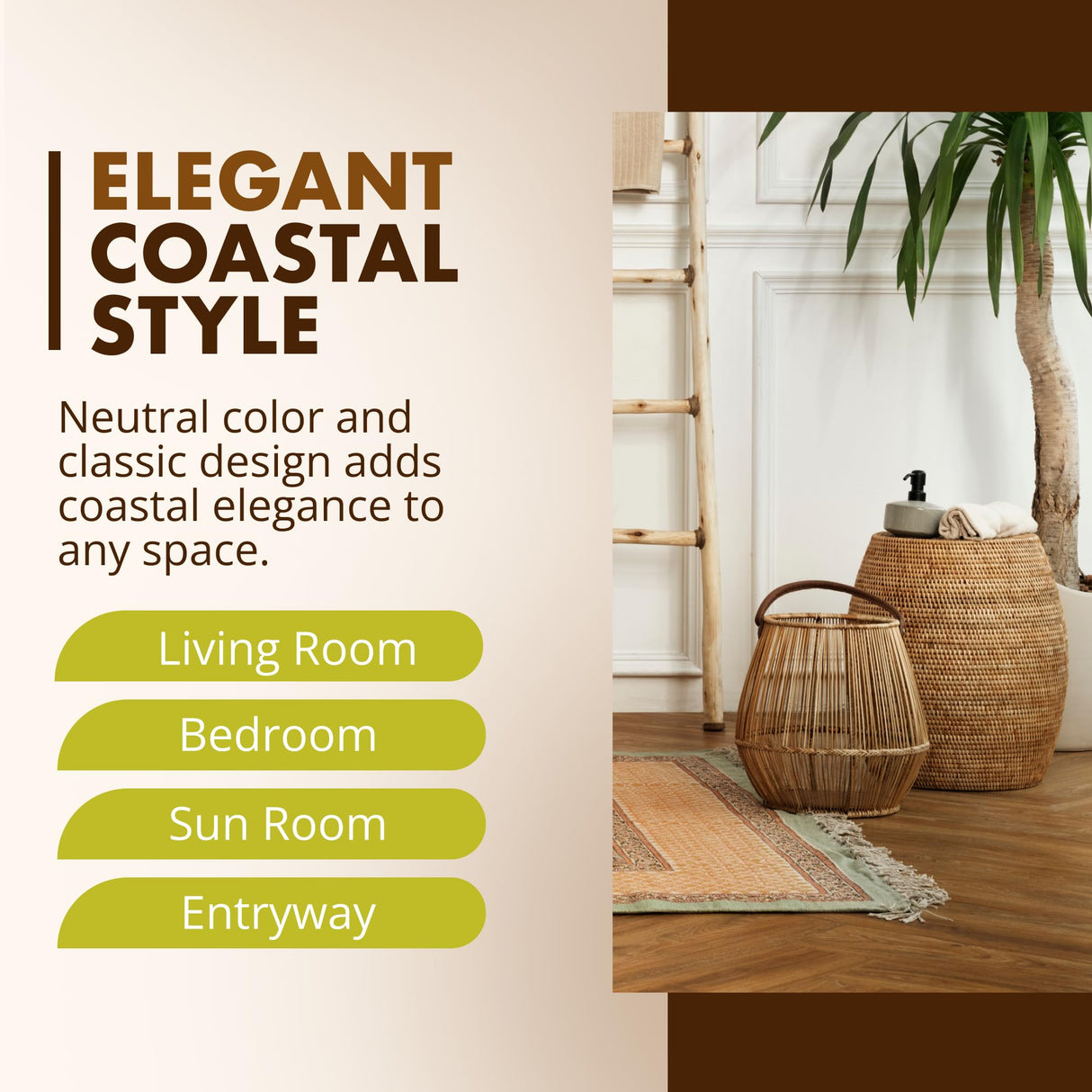 KOUBOO La Jolla Round Rattan Stool, Side Table, Handmade, Extra Seating, Patio, Living Room, Boho Decor, End Table, Honey Brown, 18" by 18" Kouboo