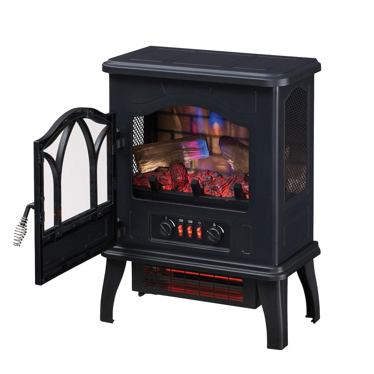 duraflame® 3D Infrared Quartz Electric Fireplace Stove Heater, Black Duraflame