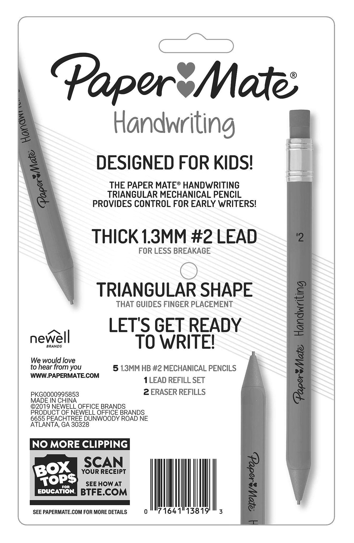 Paper Mate Handwriting Triangular Mechanical Pencil Set with Lead & Eraser Refills, 1.3mm, Back to School, Teacher Supplies, Home, Sketching, Drafting, Fun Barrel Colors, 8 Count Paper Mate