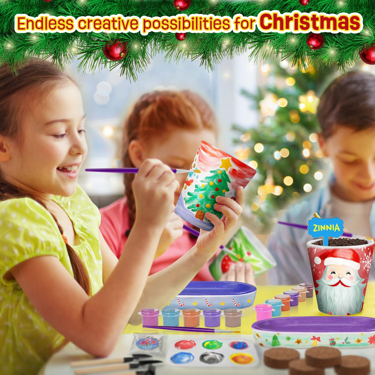 2-in-1 Rock Painting & Gardening Craft Kit for Kids - Glow in The Dark Pouring Art & DIY Planting Set - Fun Arts and Crafts for Boys & Girls Ages 6-12 - Complete Gift for Birthdays, Christmas, and Cre LAOESE