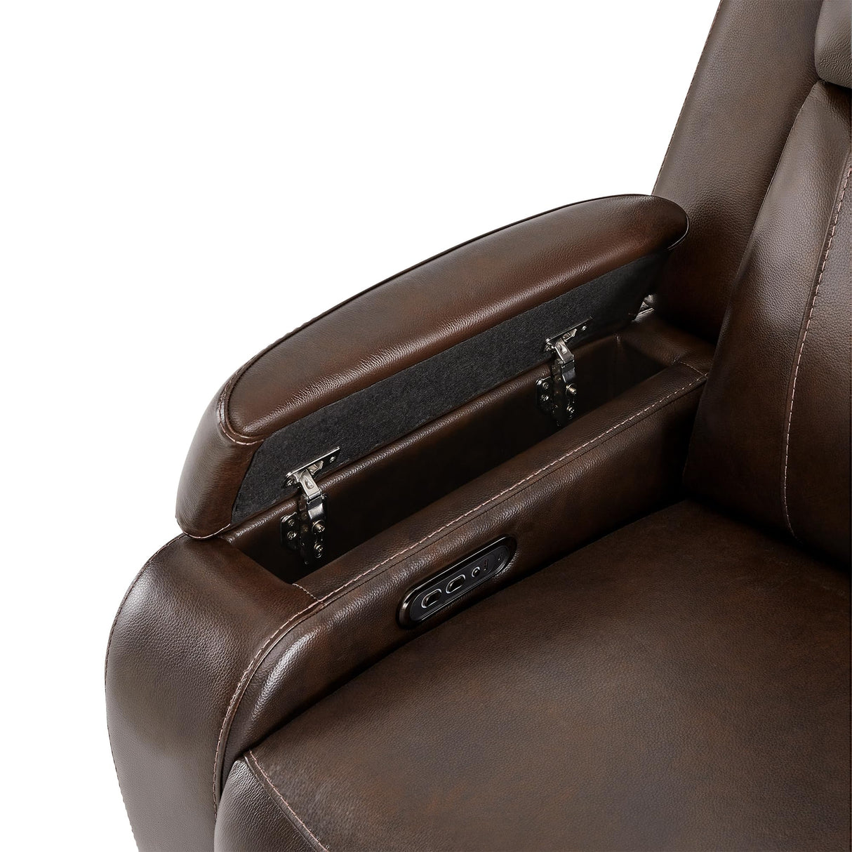 Watson & Whitely Genuine Leather Power Recliner Chairs for Adults, Zero Gravity Recliner with Power Headrest & Hidden Storage, Electric Reclining Sofa Chair for Living Room, Home Office, Dark Brown Watson & Whitely